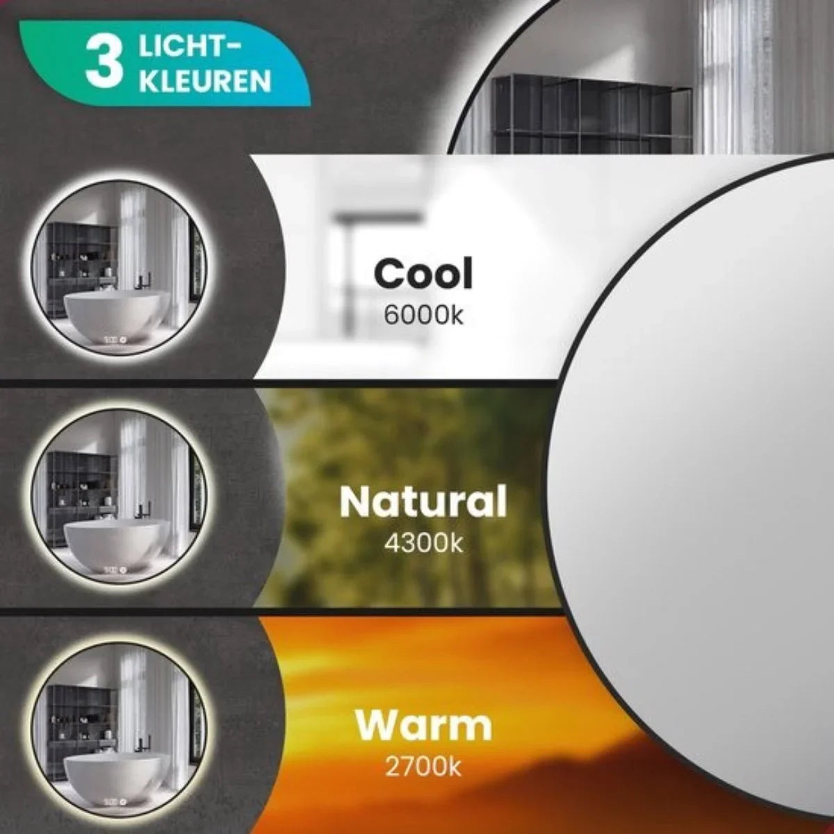 Badkamerspiegel - 80cm - Zwart Frame