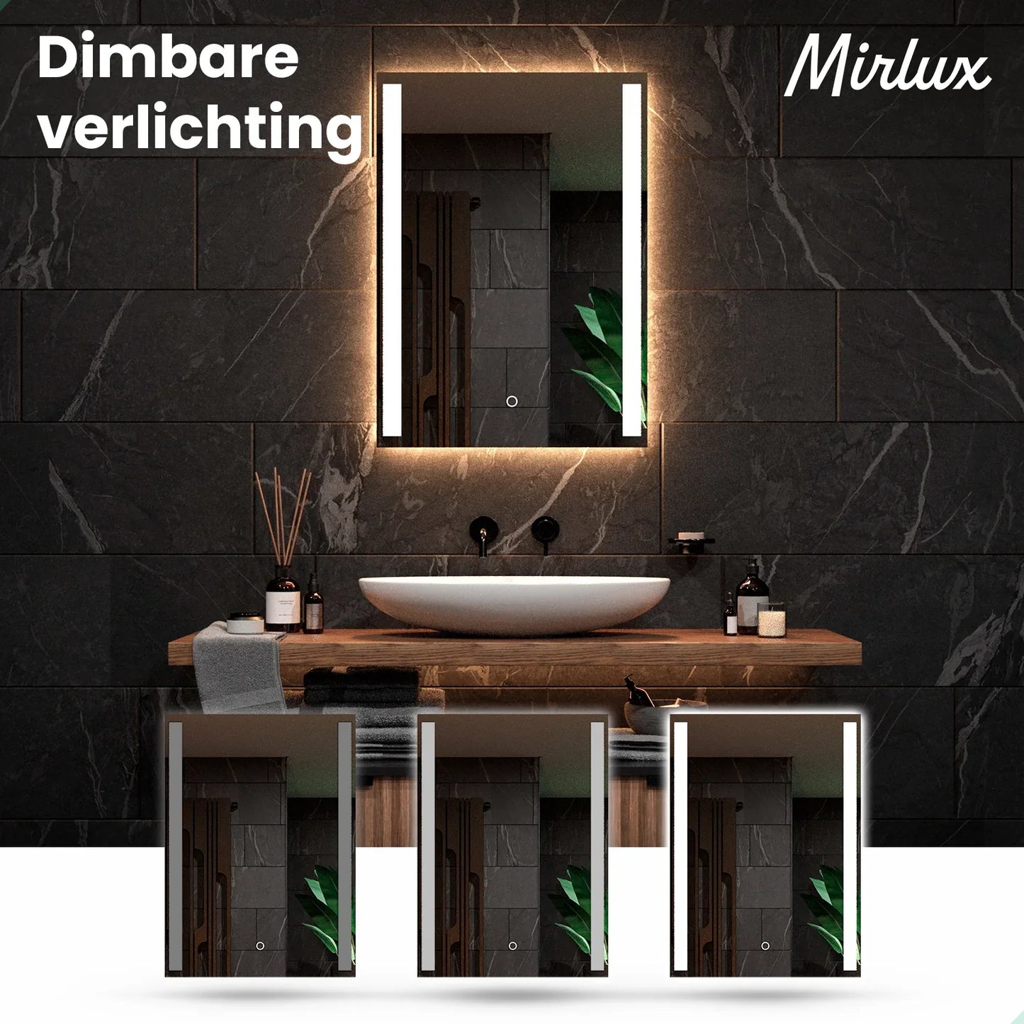 Badkamerspiegel - 90x65cm Rechthoekig - Frameloos