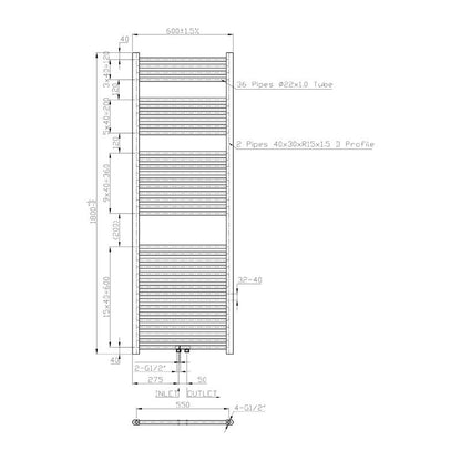 Radiator Lydia 180x60 cm wit - WDtegels
