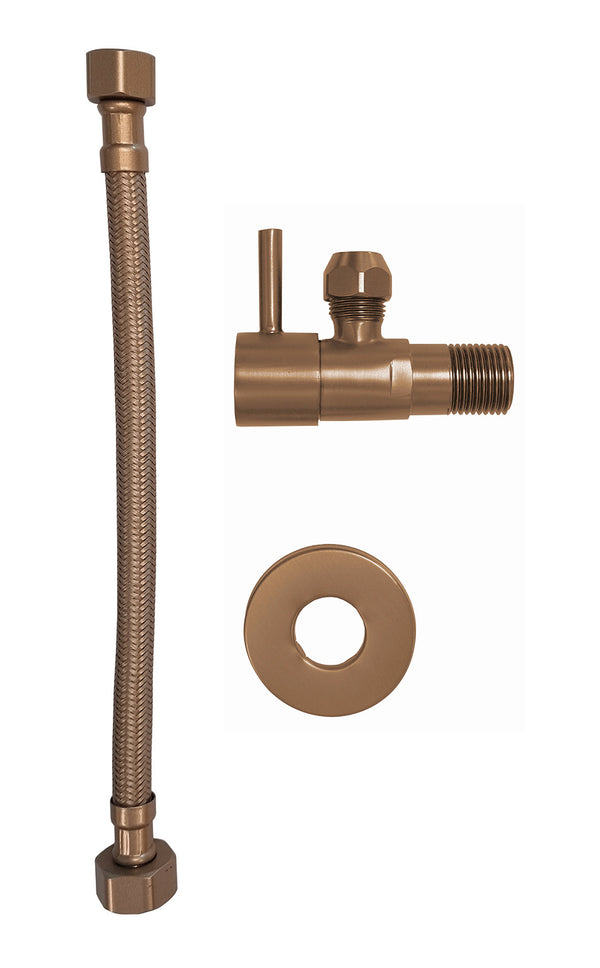 Llave de escuadra Minimal con latiguillo flexible | 1/2" x 3/8" | 25cm | Bronce cobrizo cepillado
