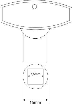 Lijntekening Bedieningssleutel gevelkraan 2