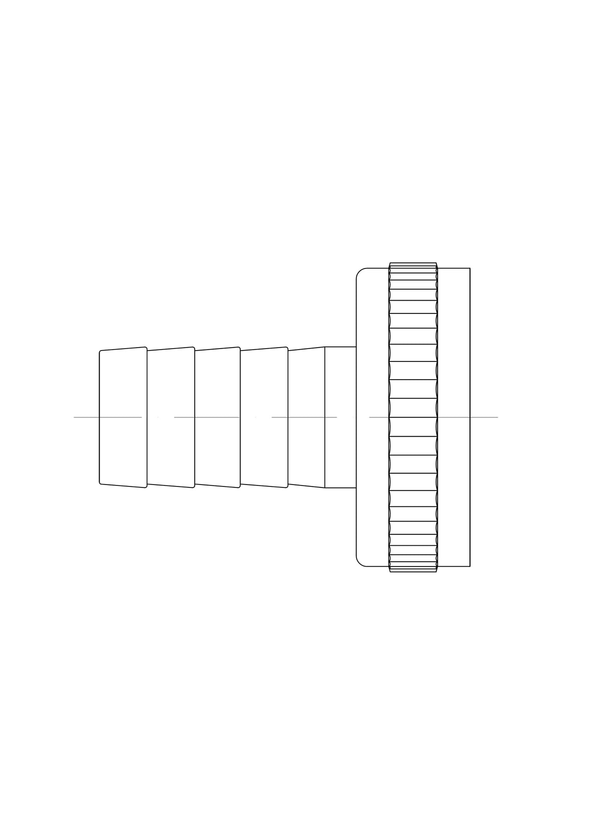 Lijntekening Chroom slangwartelset 1/2 x M22 met borgring