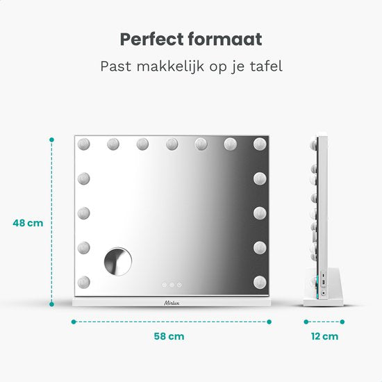 Hollywood Spiegel - Bluetooth Speakers - 58x48cm - Wit