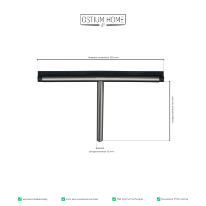 Maattekening van douchewisser Lumino in gun metal