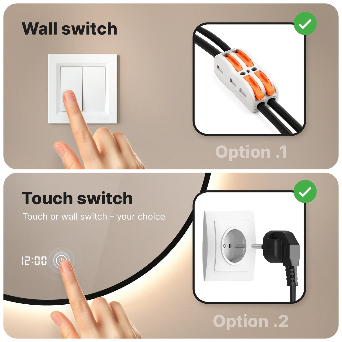 Badkamerspiegel - 60cm - Zwart Frame