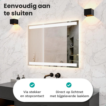 Badkamerspiegel - 90x65cm Rechthoekig - Frameloos