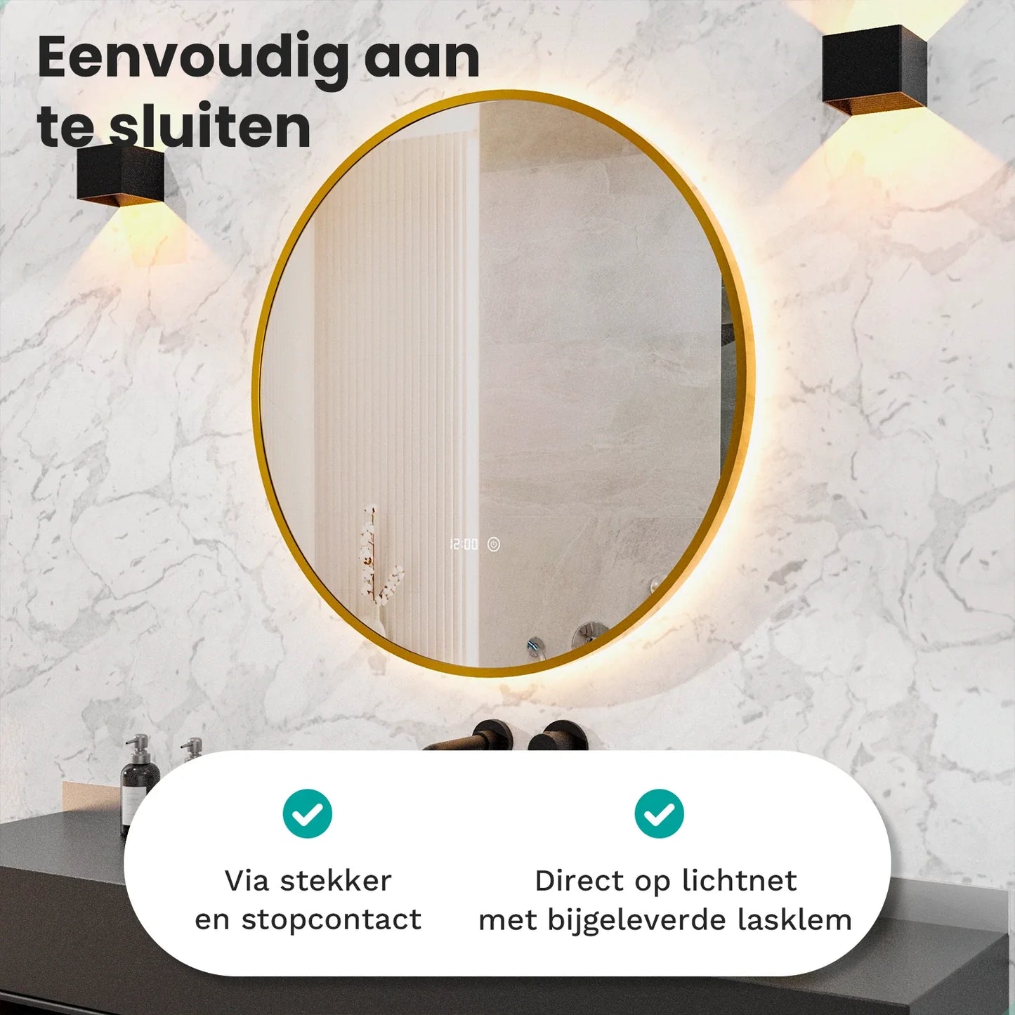 Badkamerspiegel - 80 cm - Goud Frame