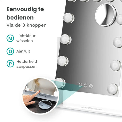 Hollywood Spiegel - 44x30cm - Wit - WDtegels