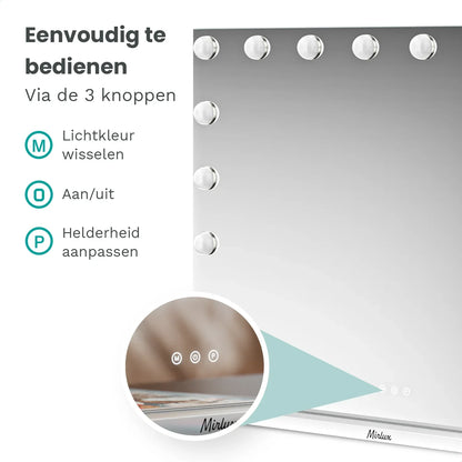 Hollywood Spiegel - Bluetooth Speakers - 58x48cm - Wit