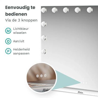 Hollywood Spiegel - 80x60cm - Wit - WDtegels