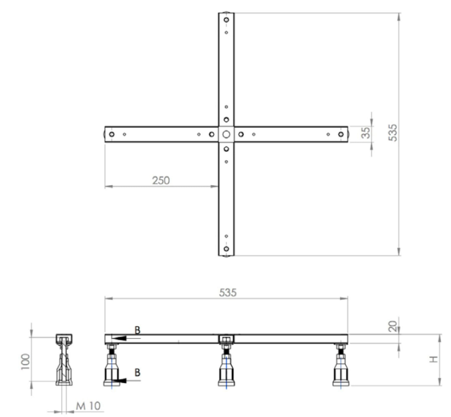 Wiesbaden Universal 5-piece luxury shower tray leg set