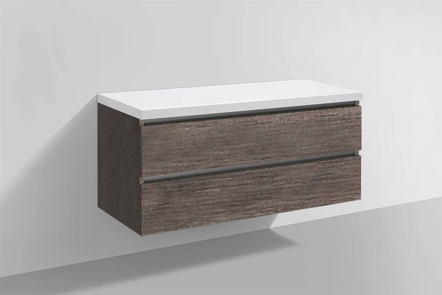 Badmeubel Trend met Flat kunstmarmer top 120 Century Oak