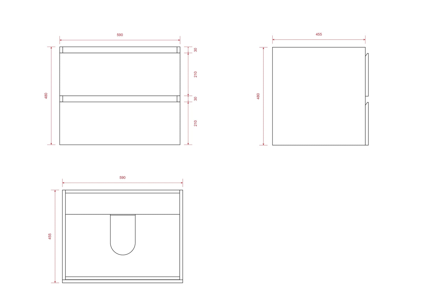 Badkamermeubelset Monaco 60cm - Licht Eiken - Wastafel Zwart - WDtegels