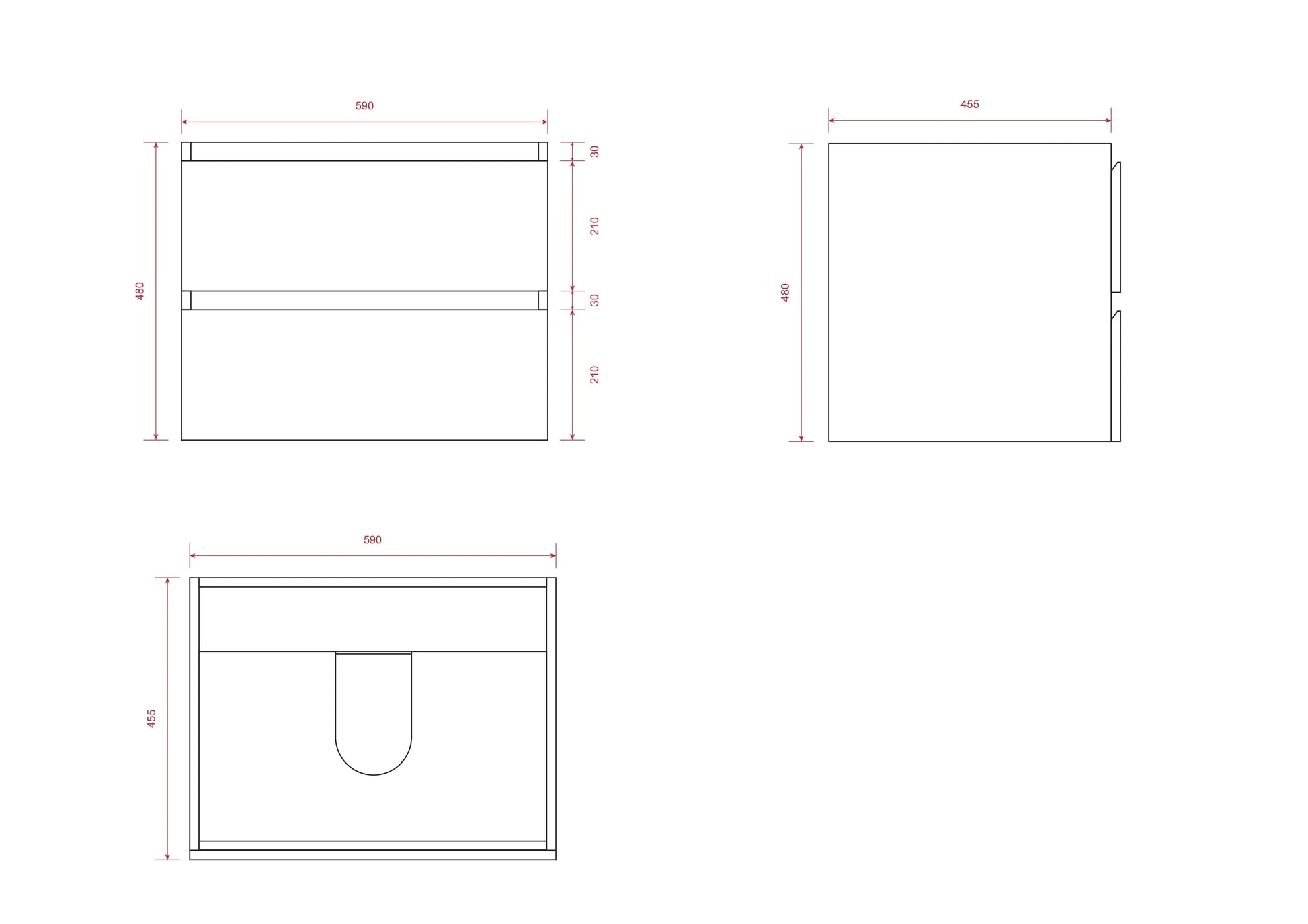 Badkamermeubelset Monaco 60cm - Licht Eiken - Wastafel Zwart - WDtegels