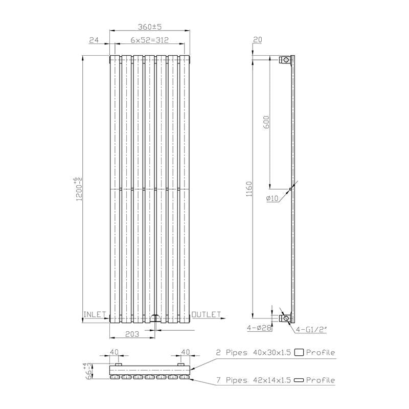 Radiator Idella 120x36 cm chroom