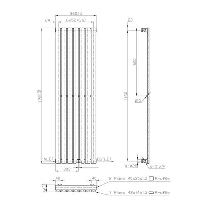 Radiator Idella 120x36 cm chroom