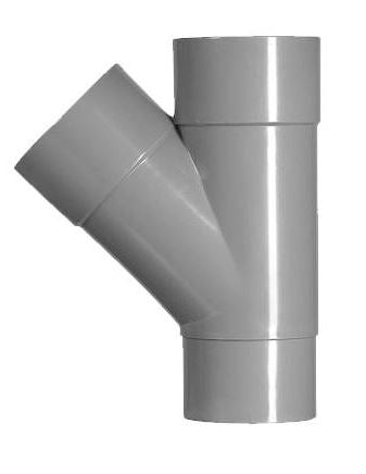 HWA T-stuk 2 x mof 1 x verjongde spie 70mm 45 graden PVC