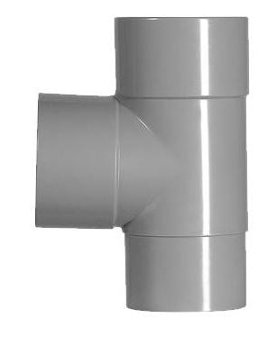 HWA tee 90 graden grijs 2x mof/verjongde spie 100mm