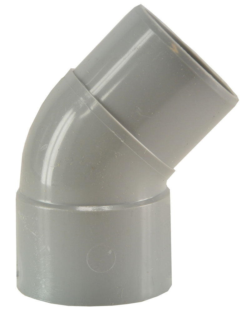 Afvoerbocht mof 50mm x spie 50mm 45 graden PVC
