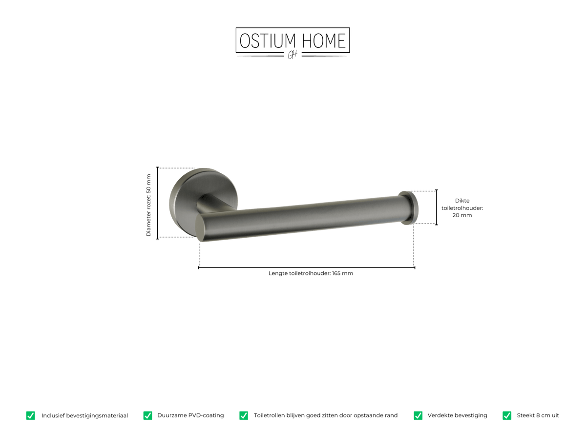 Maattekening van toiletrolhouder Ruolo in gun metal