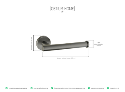 Maattekening van toiletrolhouder Ruolo in gun metal