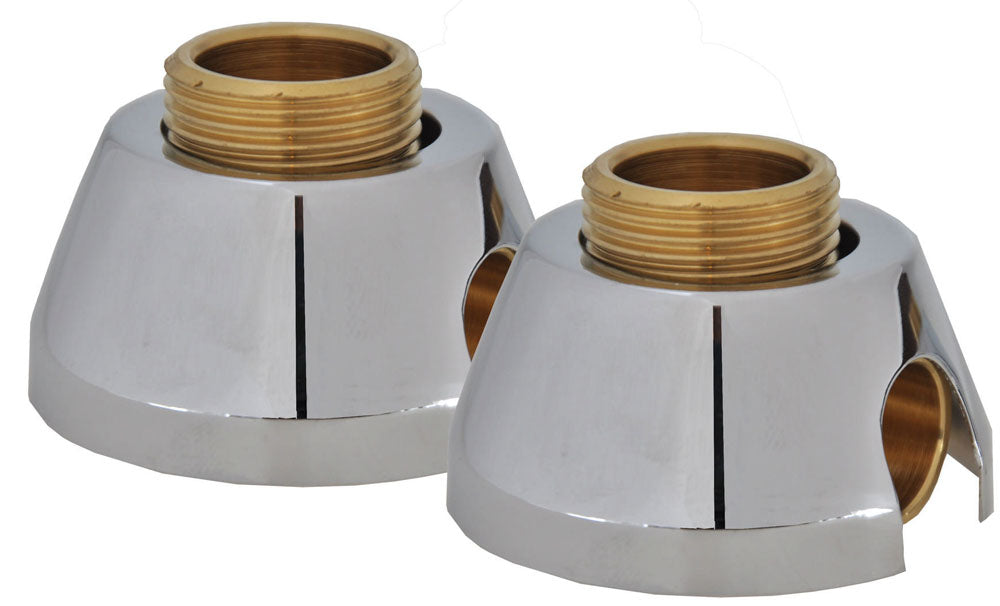 Muurplaatkoppeling 3/4 inch x 15mm met rozetten 2 stuks chroom