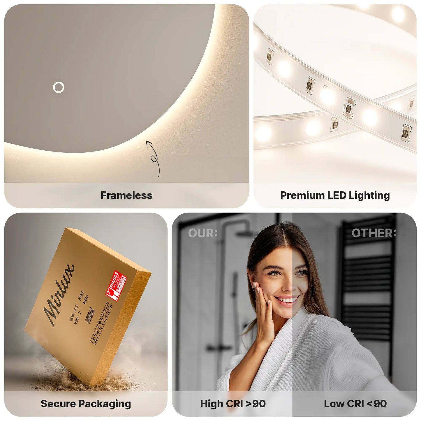 Badkamerspiegel - 150x93cm - Asymmetrisch - Frameloos