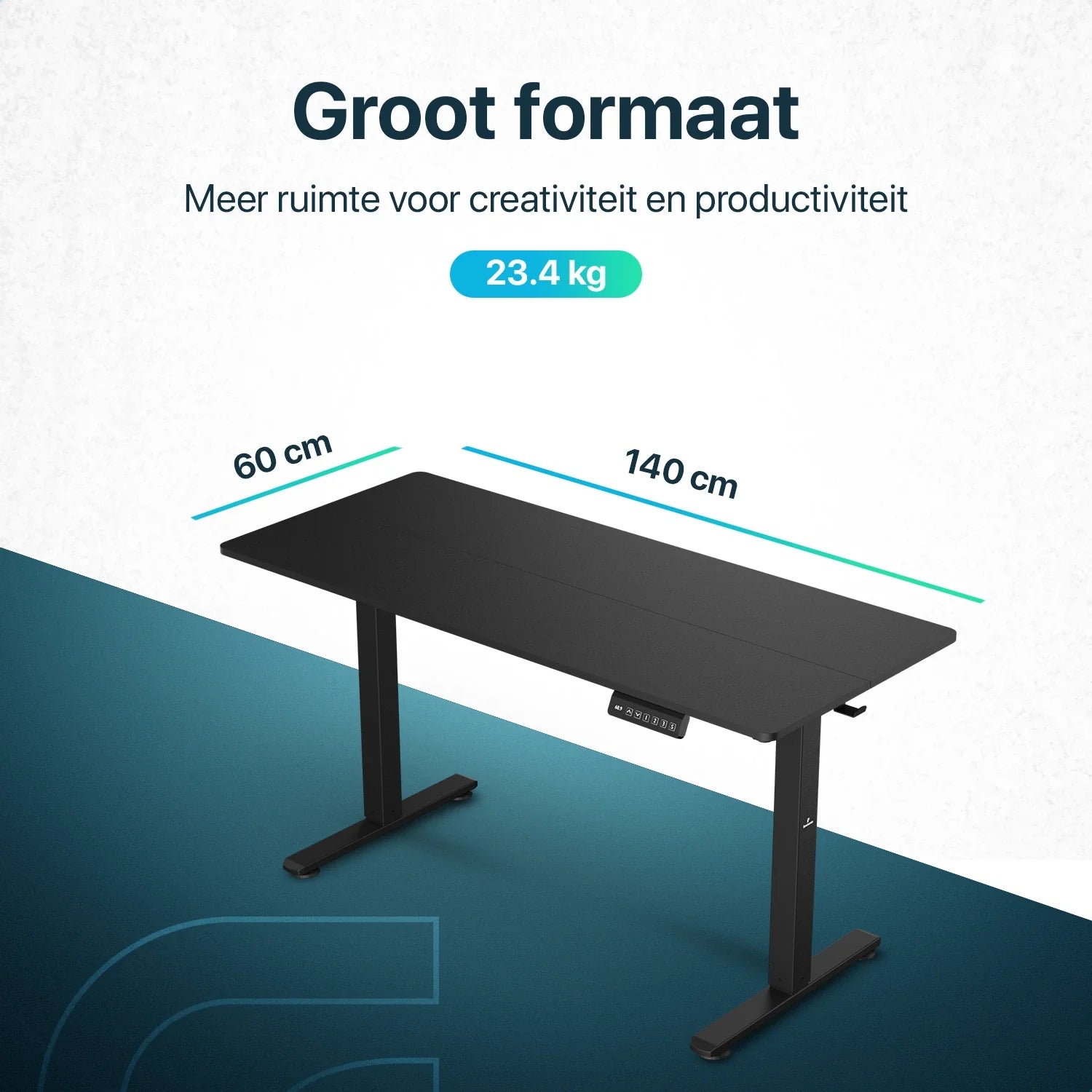 Flowsense Zit Sta Bureau - Verstelbaar Elektrisch Bureau - 140 x 60 cm - WDtegels