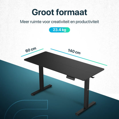 Flowsense Zit Sta Bureau - Verstelbaar Elektrisch Bureau - 140 x 60 cm - WDtegels