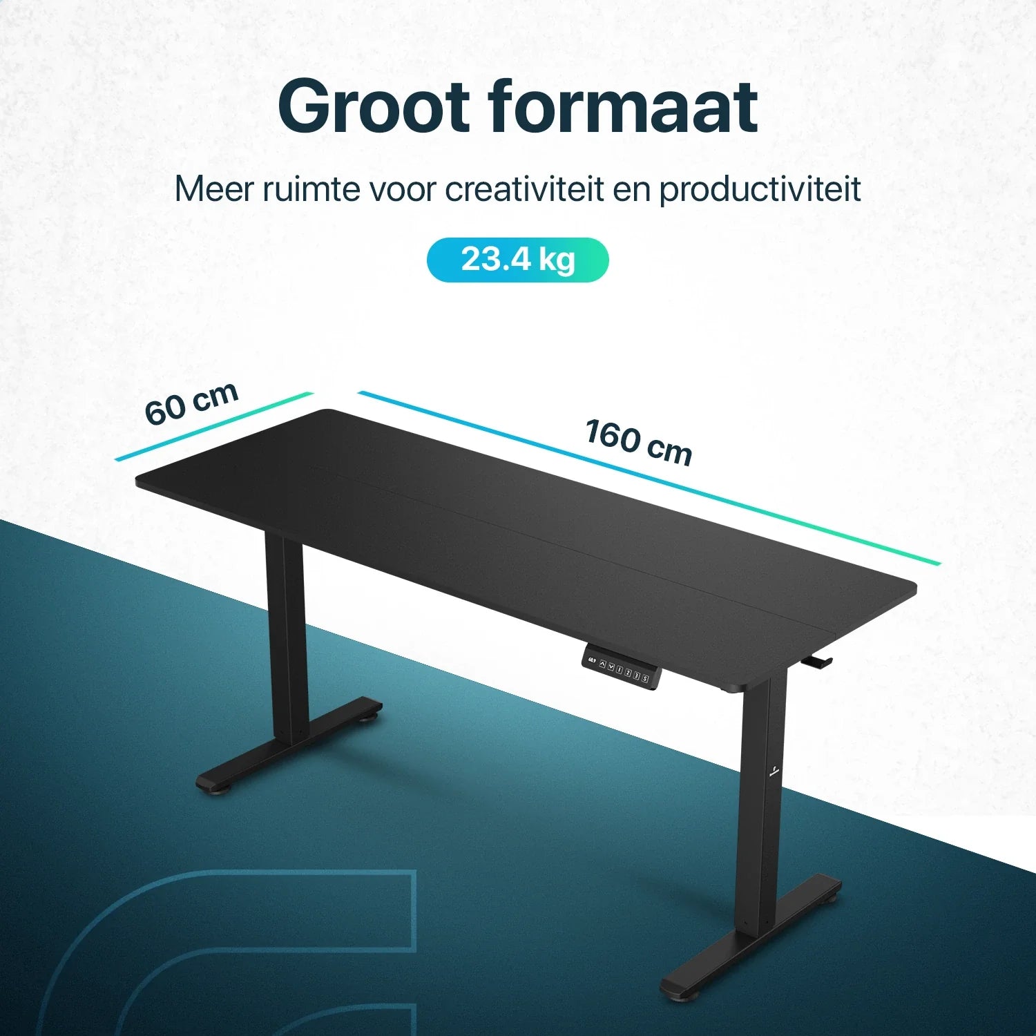 Flowsense Zit Sta Bureau - Verstelbaar Elektrisch Bureau - 160 x 60 cm - WDtegels