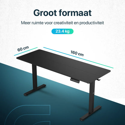 Flowsense Zit Sta Bureau - Verstelbaar Elektrisch Bureau - 160 x 60 cm - WDtegels