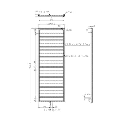 Radiator Bornova 170x60 cm wit - WDtegels