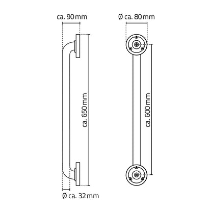 Lijntekening Ridder badgreep RVS 60cm chroom