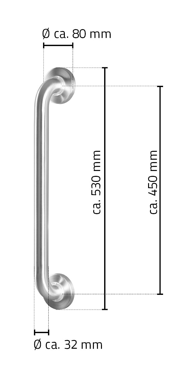 Lijntekening Ridder badgreep RVS 45cm mat chroom