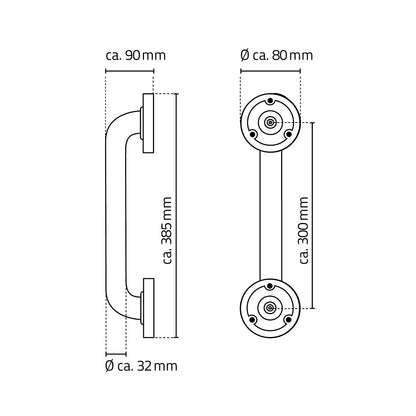 Lijntekening Ridder badgreep RVS 30cm mat chroom
