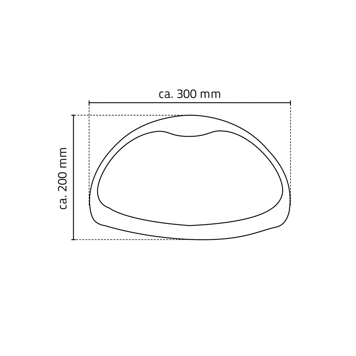 Lijntekening Ridder Tecnoplus hoofdsteun bad met antislip 30x20cm wit