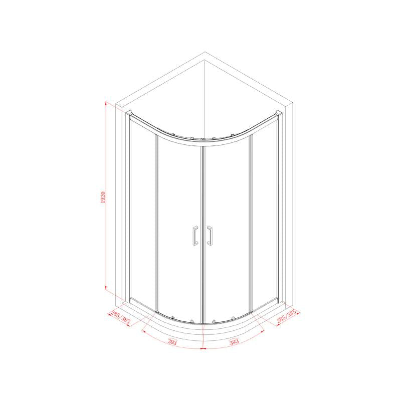 Kwartronde cabine met schuifdeur 100