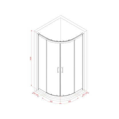 Kwartronde cabine met schuifdeur 100