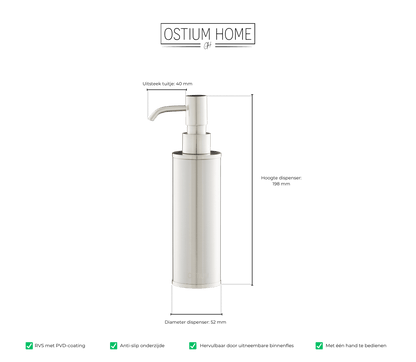 Maattekening van zeepdispenser Saponi in RVS
