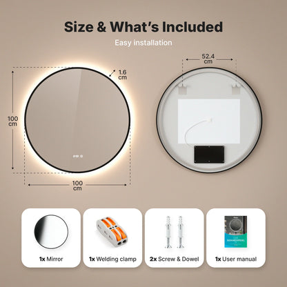 Badkamerspiegel - 100cm - Zwart Frame