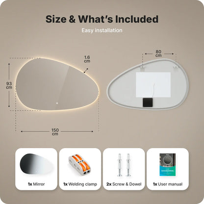 Badkamerspiegel - 150x93cm - Asymmetrisch - Frameloos