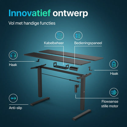 Flowsense Zit Sta Bureau - Verstelbaar Elektrisch Bureau - 160 x 60 cm - WDtegels