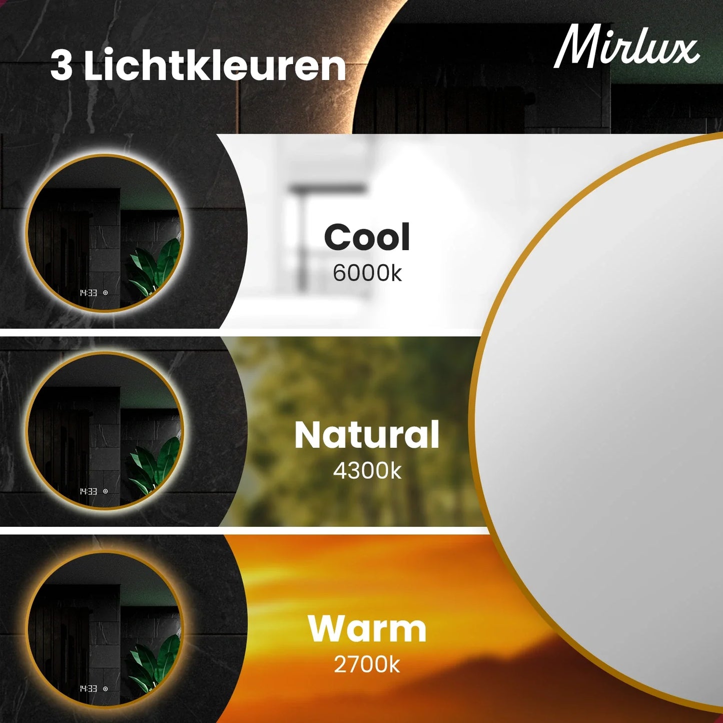 Badkamerspiegel - 80 cm - Goud Frame