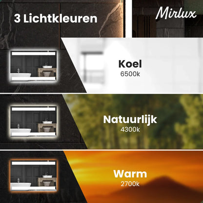 Badkamerspiegel - 90x65cm Rechthoekig - Frameloos