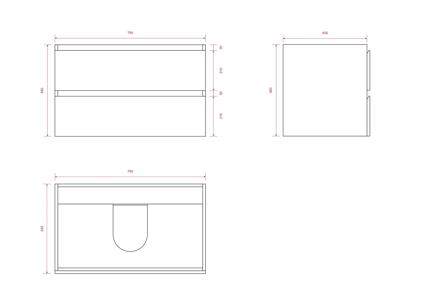 Badkamermeubel Sova - 80cm - Zwart Eiken - Wastafel Wit - WDtegels