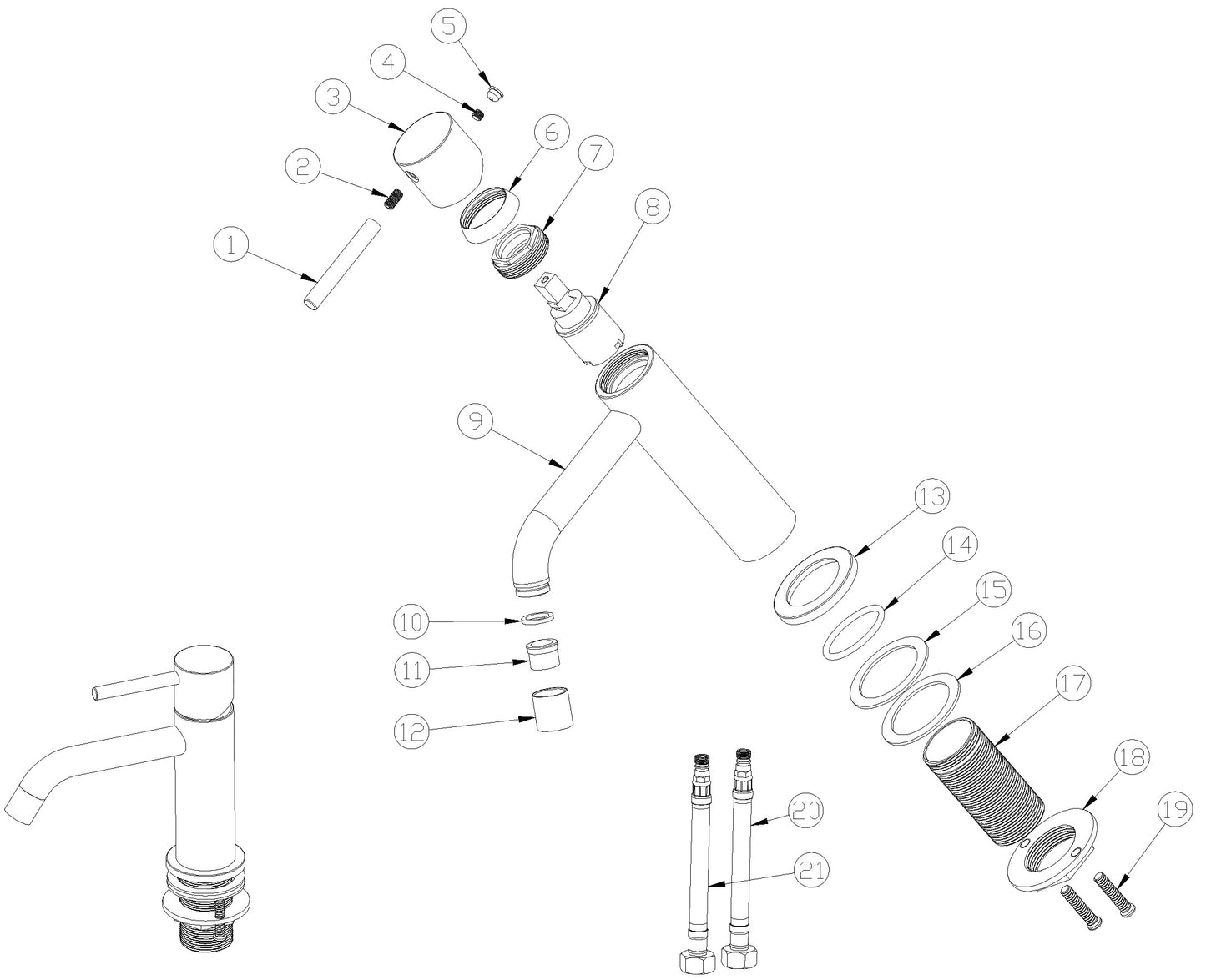 Style wastafelmengkraan geborsteld messing