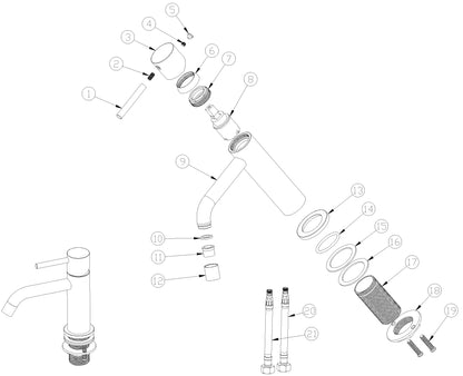 Style wastafelmengkraan geborsteld messing