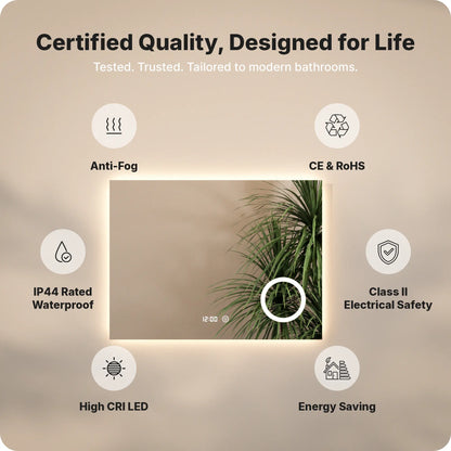 Badkamerspiegel - 80x60cm - Rechthoekig - Frameloos