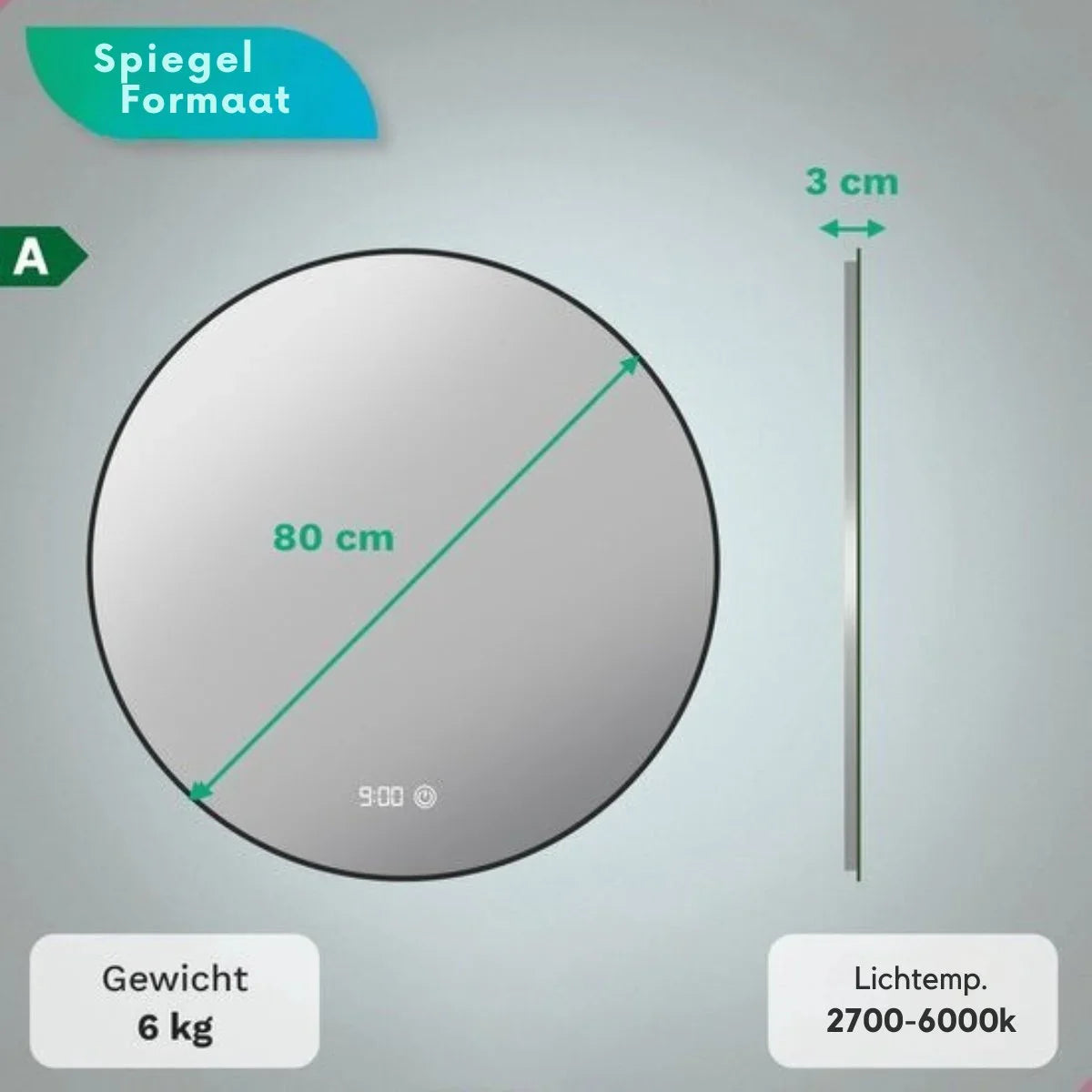 Badkamerspiegel - 80cm - Zwart Frame