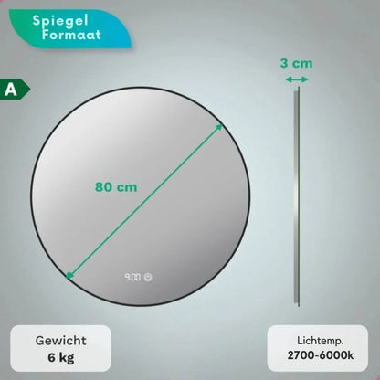 Badkamerspiegel - 80cm - Zwart Frame